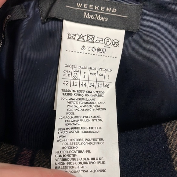 Week-end Max Mara SHORT CHEQUERED WOOL SKIRT - Picture 8 of 13